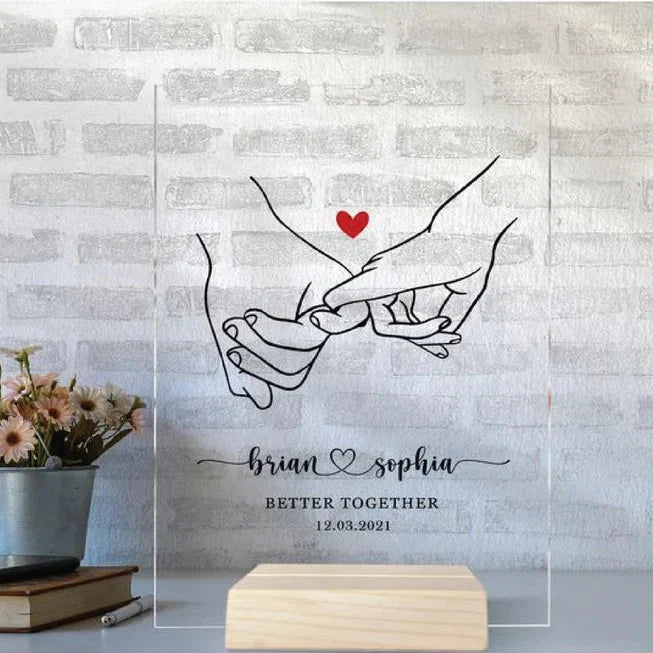 Personalized Couple Acrylic Plaque, Custom Name Gifts for Engagement